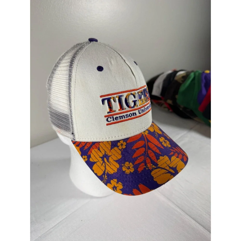Vintage The Game Clemson University Tigers Floral Trucker Hat Snapback White